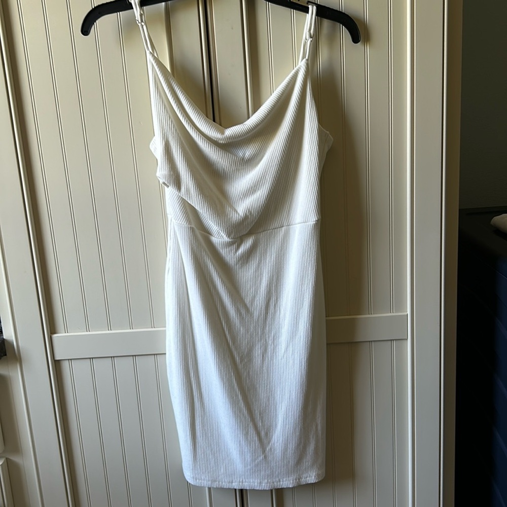 Cream ribbed knit dress